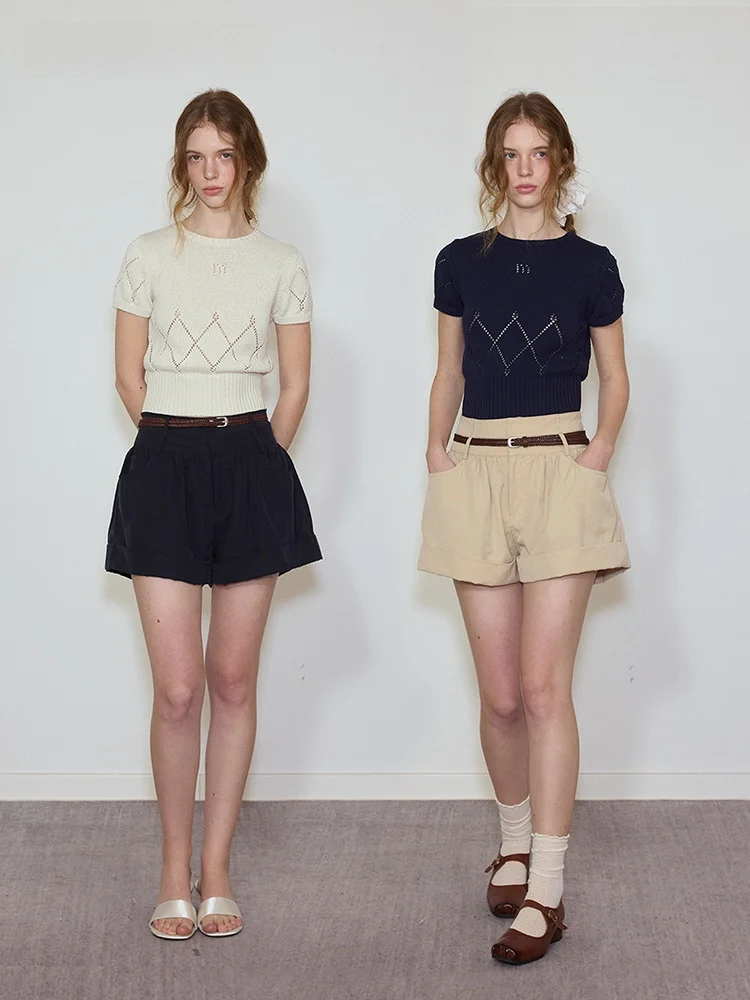 

Летняя женская футболка Moonmoi Korean Sle с круглым вырезом и коротким рукавом, вязаная, повседневная, дышащая, из хлопка