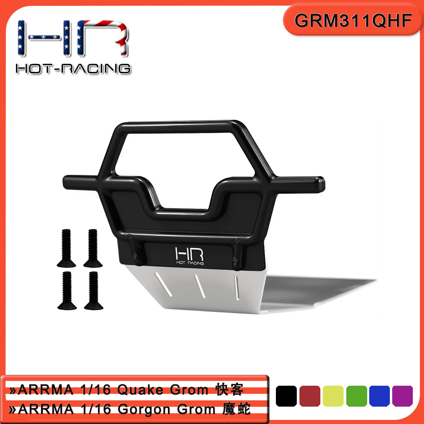 HR ARRMA 1/16 Gorgon Grom Magic Snake & Quake Grom Quick Aluminum/Stainless Steel Front Bumper