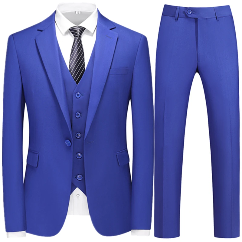 2023 Fashion New men's Boutique Business Slim tinta unita completo/uomo Slim Fit Double Split Dress blazer giacca pantaloni gilet