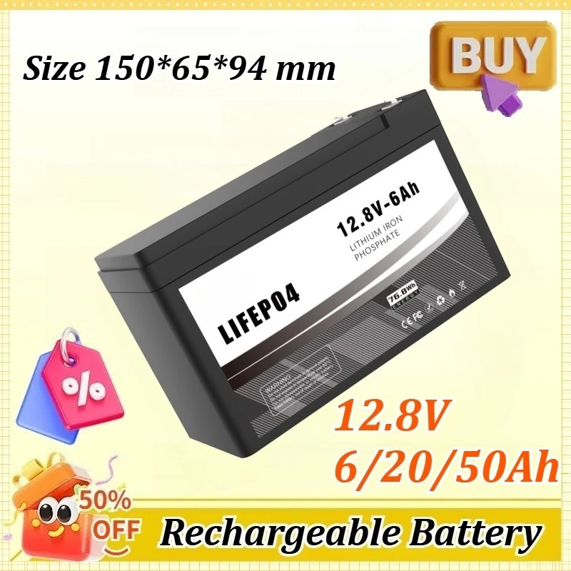 

12.8V 6/20/50Ah LiFeP04 for RV Boat and Camping Power Supply Lithium Battery Solar Cell Photovoltaic Energy Storage Battery