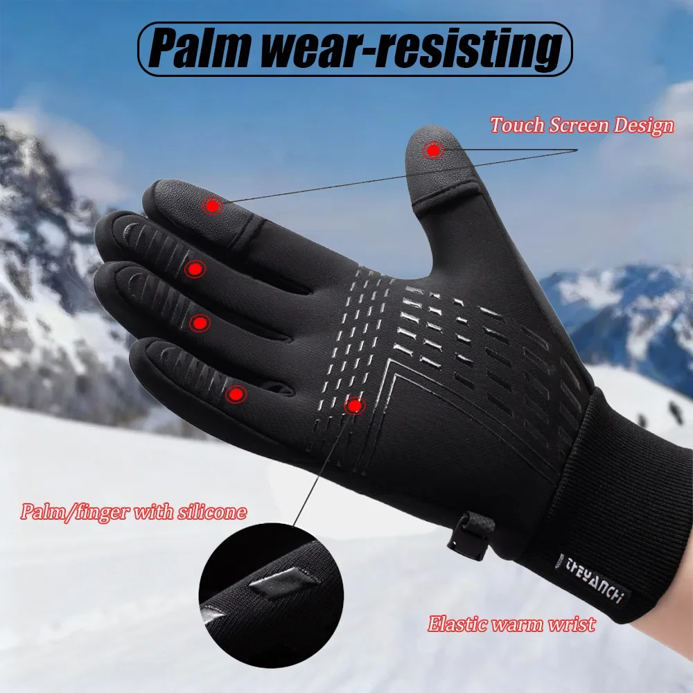 الشتاء لمس قفازات دافئة في الهواء الطلق ركوب الدراجات القيادة دراجة نارية مقاوم للماء قفازات باردة يندبروف عدم الانزلاق قفازات التزلج