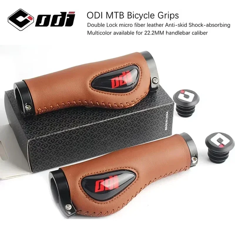

ODI MTB Ultralight Aluminum Alloy Lock Ring Leather Anti-skid Shock-absorbing silicagel pad Folding Bike grip bike accessories