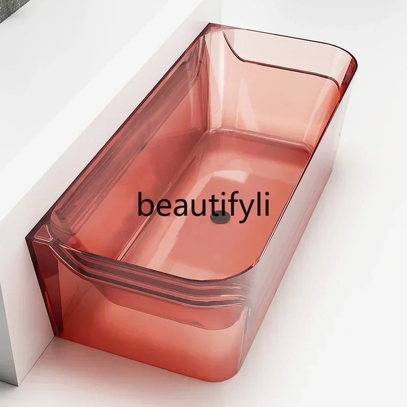 Y ATransparent resin bathtub Free-standing colored crystal wall adult bathtub