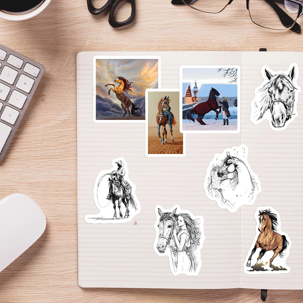 Horse Aesthetics Stickers Equestrian Decorative Scrapbook Art Sketch PVC Waterproof Funny DIY for Notebook Laptop Phone Sticker