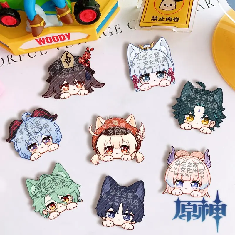 Game Impact Baizhu Scaramouche Konijnenoren Acryl Broche Sleutelhanger Kids Sleutelhanger Jongen Meisjes Pin Game Badge Tas Sleutelhanger Sieraden