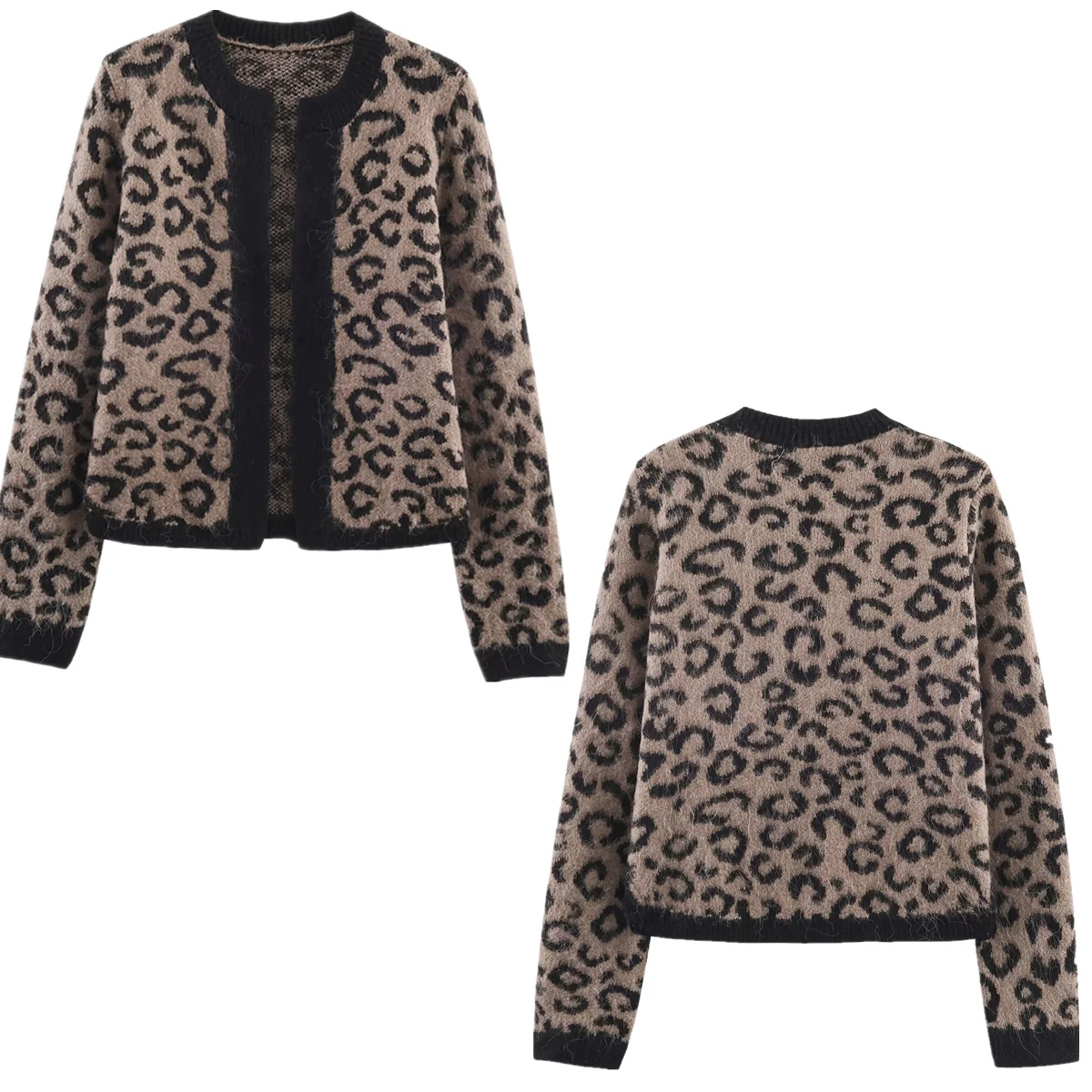 

Dave&Di Minimalist Women's Knitted Jacket French Vintage Animal Jacquard Sweater Knitwear Woman Clothing Woman Clothes Cardigan