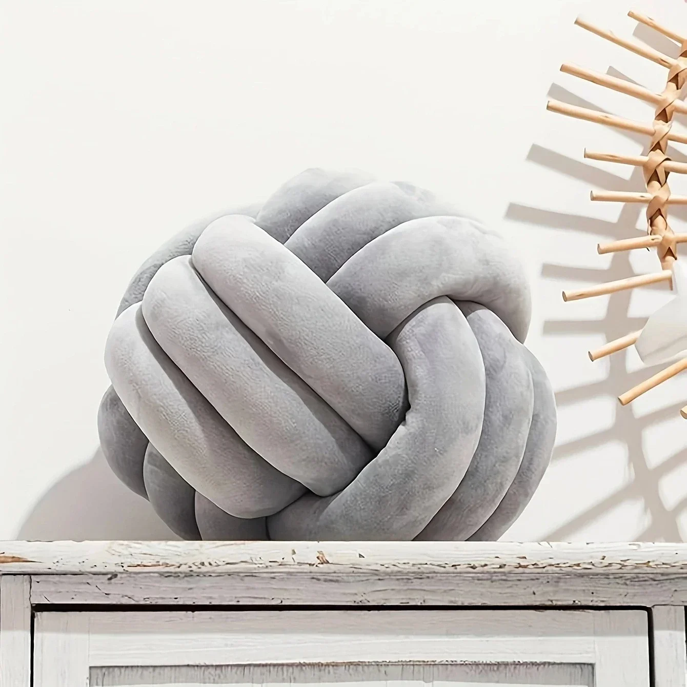 1pc-hand gewebtes geknotetes Kugel kissen, weiche Heim dekoration, Plüsch kissen, rundes Wurf kissen, geknotetes Bett kissen