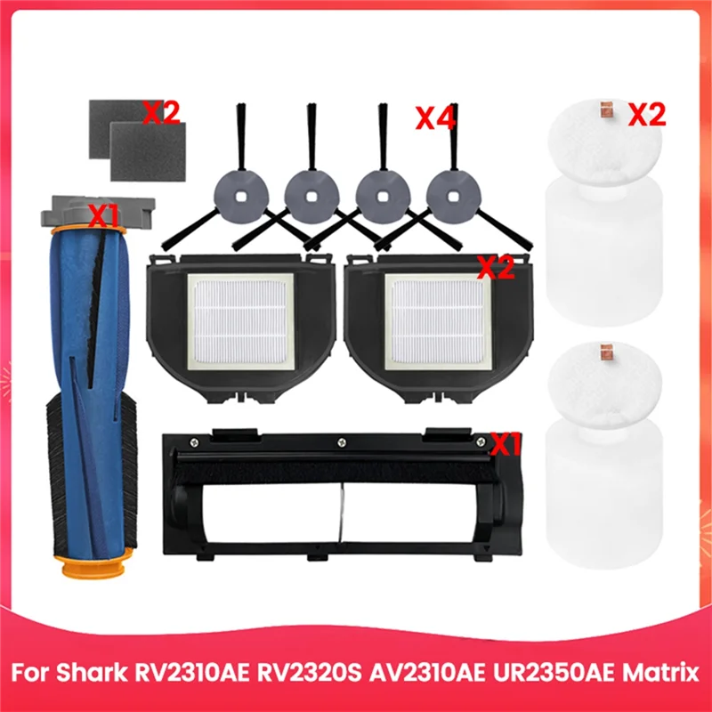 JDZD Replacement Parts For Shark RV2310AE AV2310AE UR2350AE Matrix Robot Vacuum Cleaner, 1 Main Side Brush HEPA Filter Cover