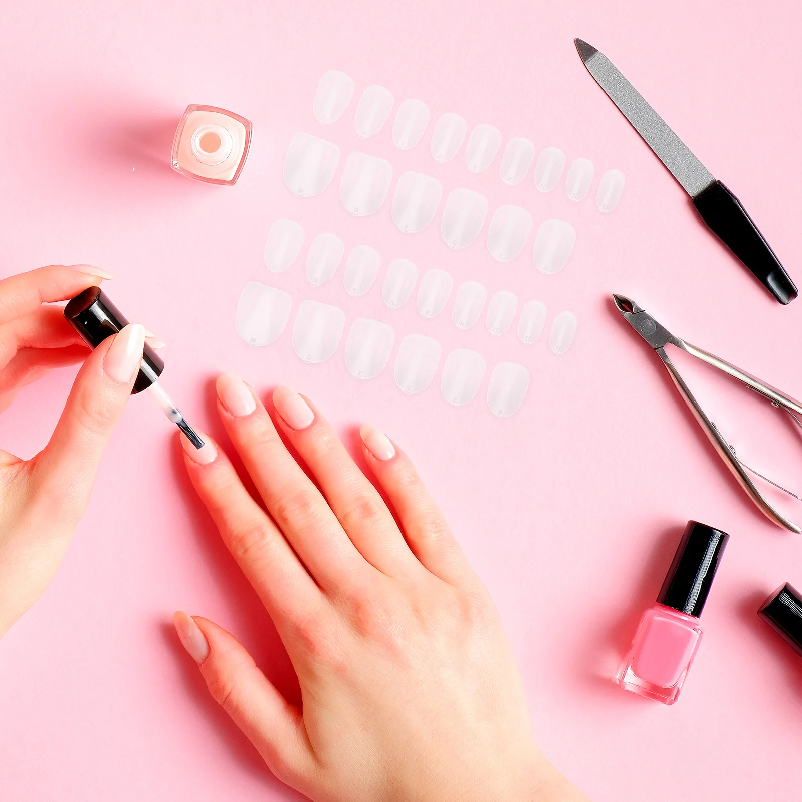 

120 pcs Gel Tips Clear Fake Short Nails Press On Full Cover False Nails Kit Women Round Nail Tips Short Fake Nail Set Abs