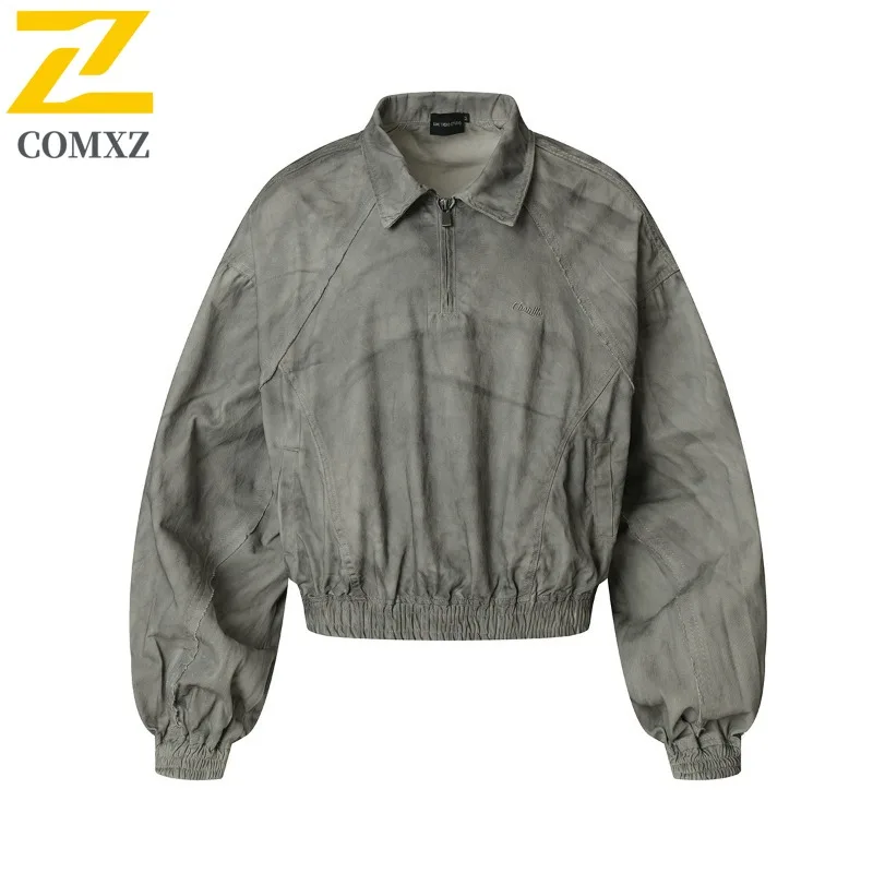 

COMXZ Байкерская куртка 2025 Американская ретро спецодежда для рыбалки Высококачественные потертые джинсовые дорожные куртки Мягкая мужская одежда для верховой езды Куртки