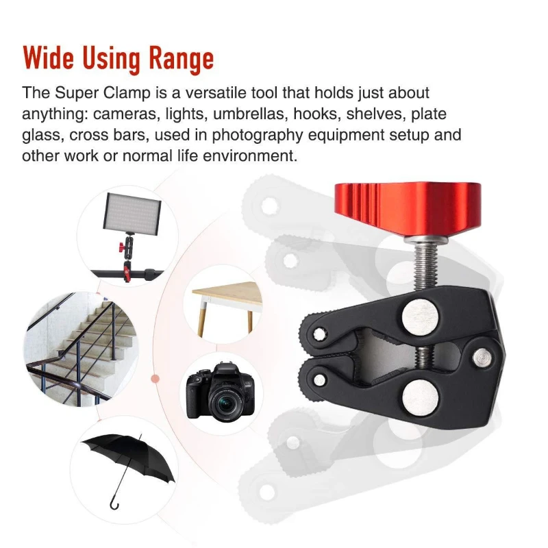Heavy-duty Clamp Photography U-shaped Clamp with Fixed Base and Crab Claw Clamp Suitable for DSLR Cameras and Magic Arms