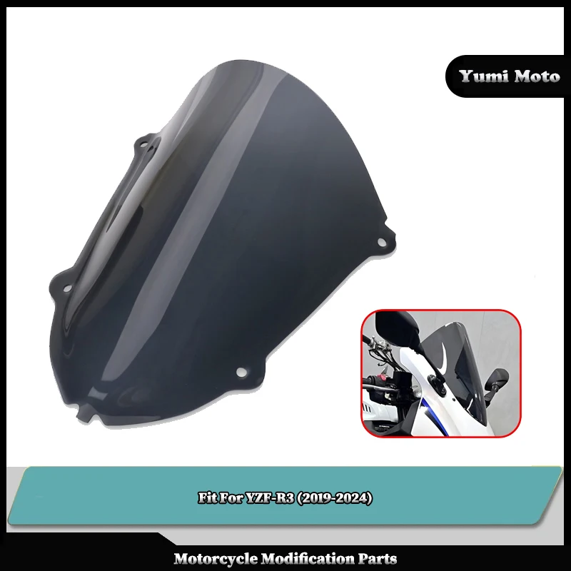 

Fit For YAMAHA R3 YZF-R3 2019-2024 Motorcycle Windshield Windscreen Front Wind Deflector Wind Spoiler Cover Fairing Windshield