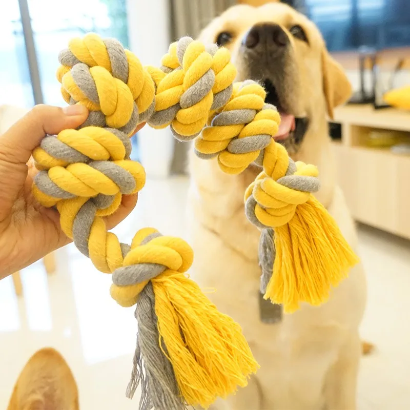 

Cotton Rope Six-knot Medium and Large-sized Dog Pet Cotton Rope Dog Toy, Durable Large Dog Teething Toy