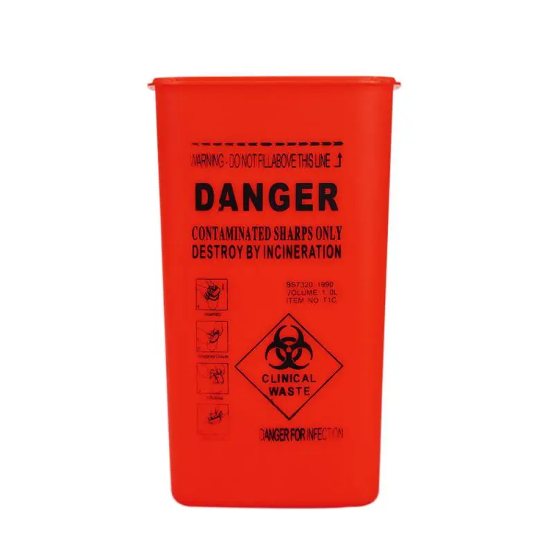 L Sharps Container Needles Bin Biohazard Tattoo Piercing Needles Disposal Collect Box Tattoo Artist Waste Box Storage Tool