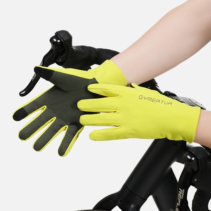 Outdoor-Fahrradhandschuhe für Frühlings- und Sommersportarten, Vollfinger-Straßenradhandschuhe, Langfinger-Touchscreen, dünnes Design