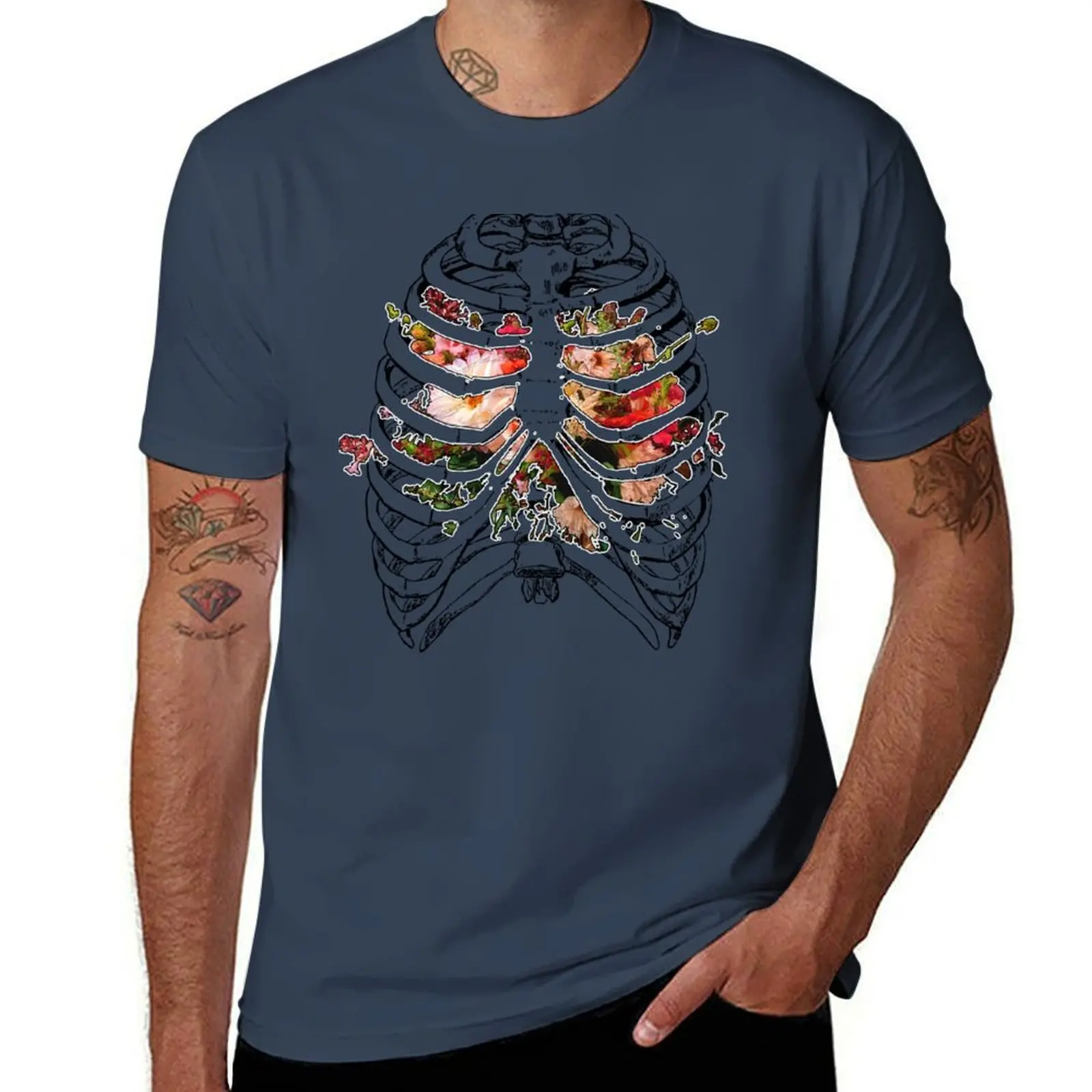 

inside Flowers Ribs T-Shirt Breathable Mesh Panel T-Shirt
