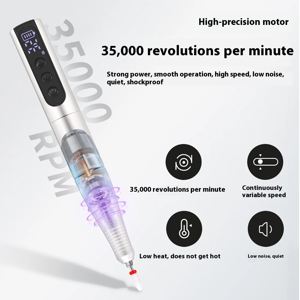 35000 RPM draadloze nagelboor - elektrische nagelvijlpen USB oplaadbare manicuremachine voor nail art pedicure salon en thuisgebruik