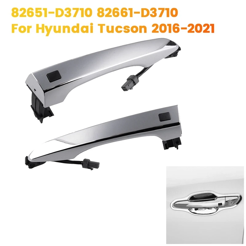 Left&Right Front Door Handle Smart Key 82651-D3710 82661-D3710 For Hyundai Tucson 16-21 Outer Door Handle Pull Chrome