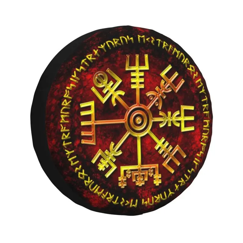 Viking Valhalla Vegvisir Symbol Spare Wheel Cover for Jeep Honda 4x4 RV Custom Runic Compass Tire Protector 14