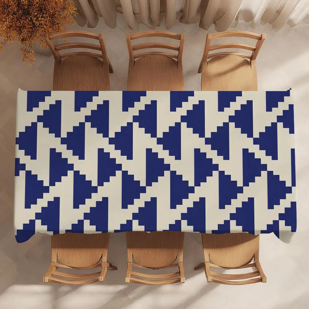 Geometric Triangle Pattern Table Cloth Home Party Picnic Dining Room Kitchen Desktop Dust-proof Decorative Table
