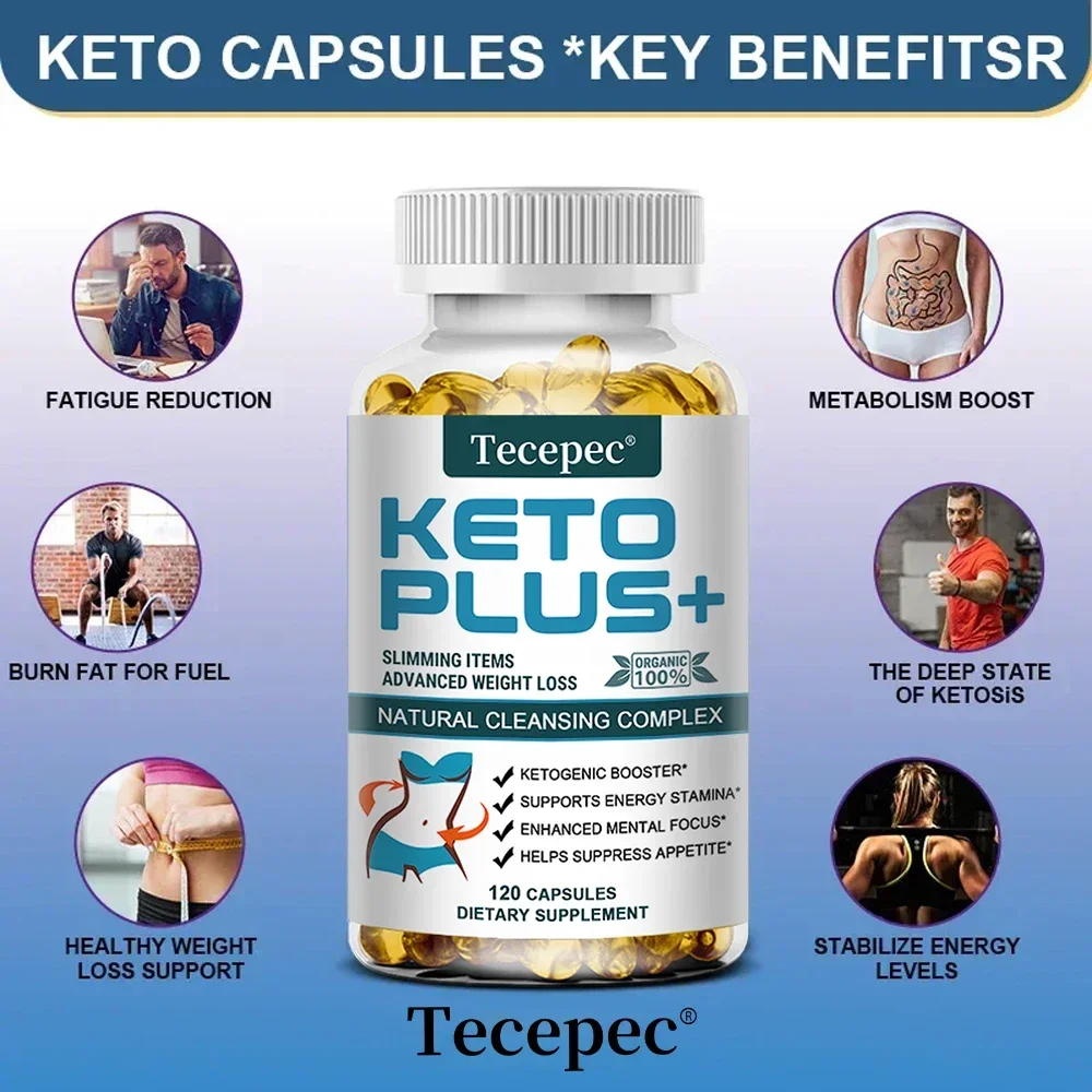 Tecepec Keto Plus+ Weight Loss Supplement Fat Burning Capsules Malic Acid Burn Belly Fat and Muscle Supplement Ketogenic Diet