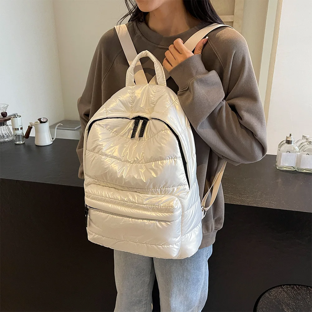 Puffer Backpack Multi Pocket for Women Men Handbag Adjustable Strap Shoulder Bag for Work Travel