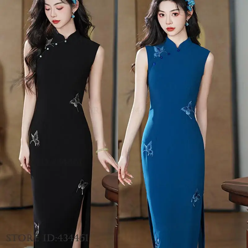 

Большой размер 3XL, женское длинное платье Cheongsam Vintgae, классическое Ципао с воротником-стойкой, элегантное традиционное китайское женское платье, Vestidos