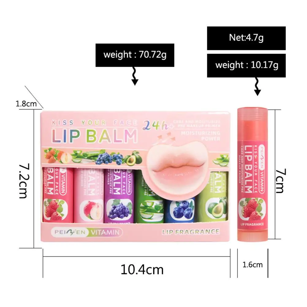 DNM Multi Fruit Smaken Hydraterende Hydraterende Basis Lippenbalsem Set Make-Up Lipverzorging Dagelijkse Verzorging Balsem voor Vrouwen en Mannen 6 Stuks Set