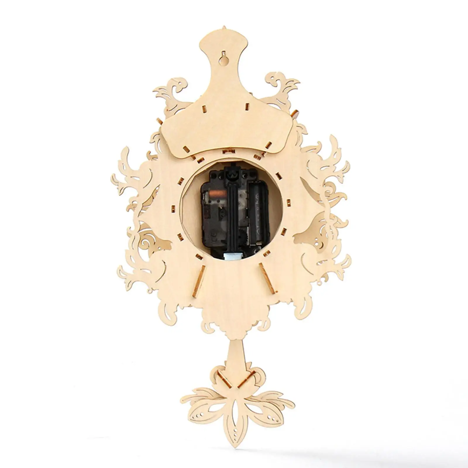 3D Wooden Mechanical Pendulum Clock Puzzle Craft Kit DIY Analog Roman Numerals Decor for Dining Room
