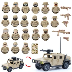 Military Special Forces Commandos Police SWAT Car Jeeps Armored Vehicle Model Weapons Guns Gangster Soldier Building Block Toy