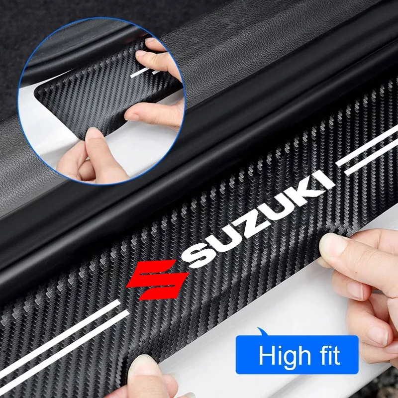 Car Carbon fiber Door Sill Welcome Pedal For Suzuki SX4 Swift Grand Vitara Ciaz Liana Spresso Celerio Jimny Jeemny Accessories