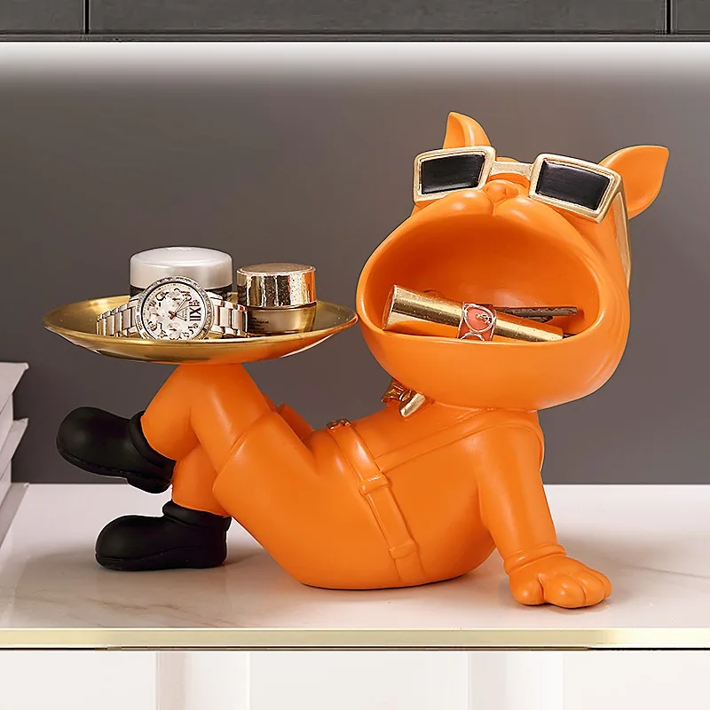 Nordic Light Luxury Dog Fighting Home Decoration Xuanguan living Room Storage Sculpture Resin Craft Art Christmas Gifts Partner
