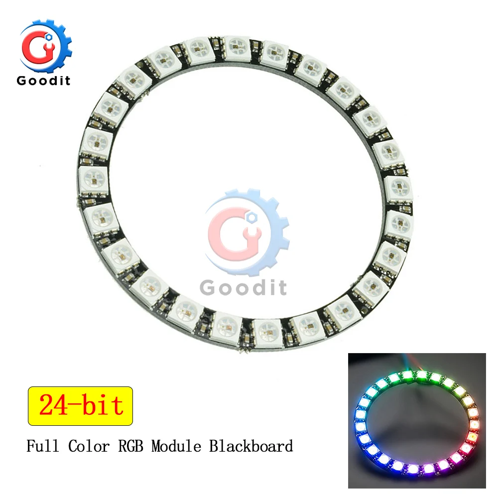 

WS2812B Module Strip 24 Bits 24 X WS2812 5050 RGB LED Ring Lamp Light with Integrated Drivers RGB 24 For Arduino LED Module