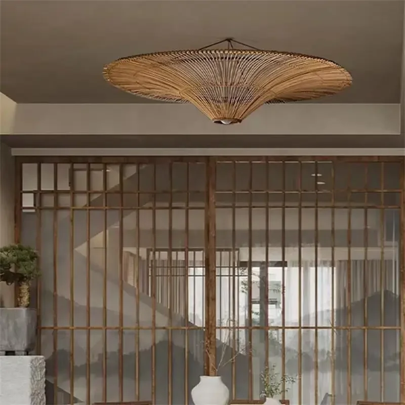 

Japanese-style wabi-sabi wind retro rattan art ceiling lamp living room bedroom restaurant B & B South East Asia