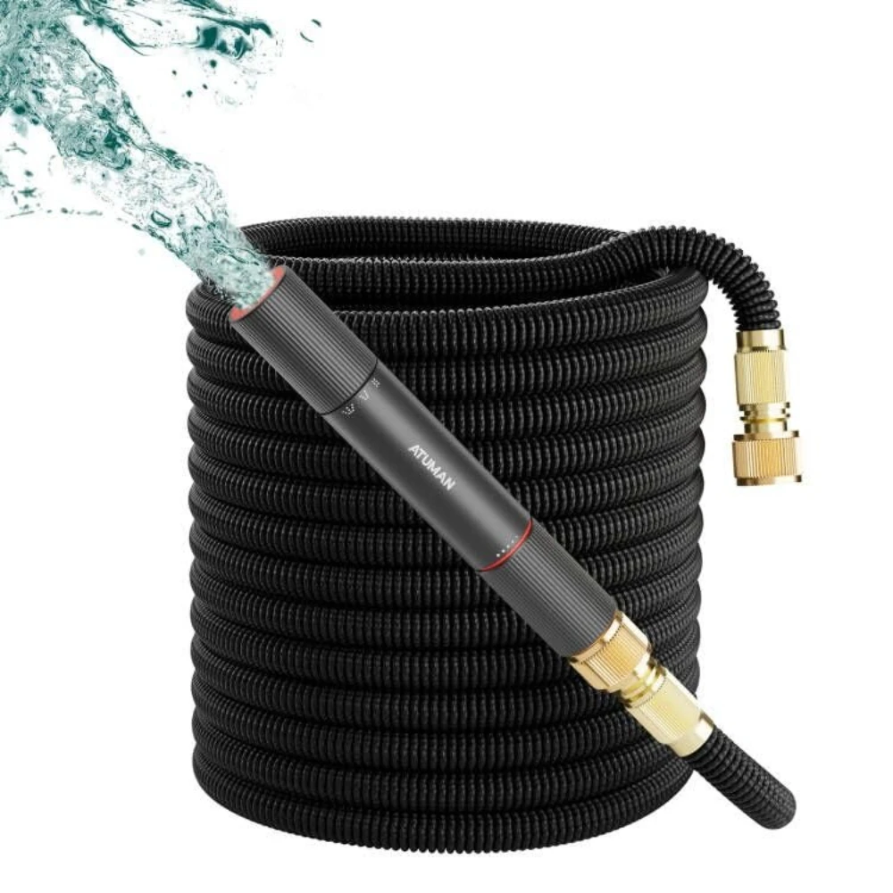 ATuMan Garden Hose High Pressure Nozzle Adjustable Water Gun Cleaner with 3X Retractable Hose for Car Washing Garden Cleaning