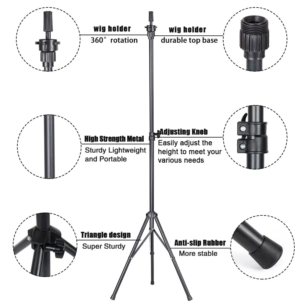 150cm yüksek peruk standı Tripod tutun için manken kafa ayarlanabilir tutucu kozmetoloji kuaför eğitim