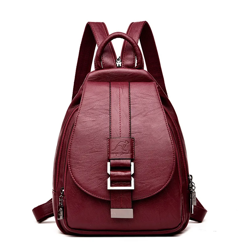 

Fashion Soft Leather Women Backpack High Quality Durable Female Travel Backpack Zippered Shoulder Strap Design Women's Backpack