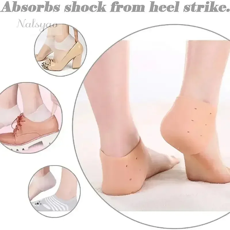 2pcs Gel Heel Protectors Silicone Moisturizing Heel Socks Guard for Dry Cracked Feet Care Sleeves for Men Women