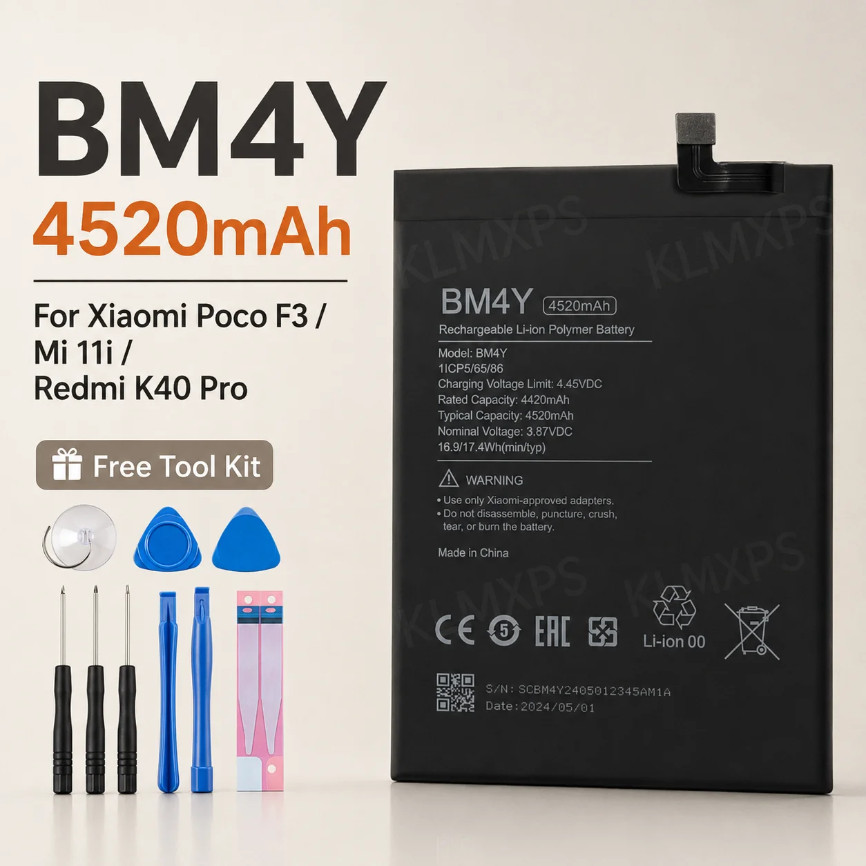2026 Years Replacement Battery BM4Y For Xiaomi Poco F3 Mi 11i Redmi K40 Pro 4520mAh Long Lasting Phone Cells Compatible