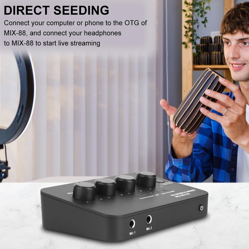 Mixer audio per karaoke compatto Connessione AUX BT da 3,5 mm con 2 ingressi microfoni Macchina per karaoke audio digitale per TV/PC e amplificatore