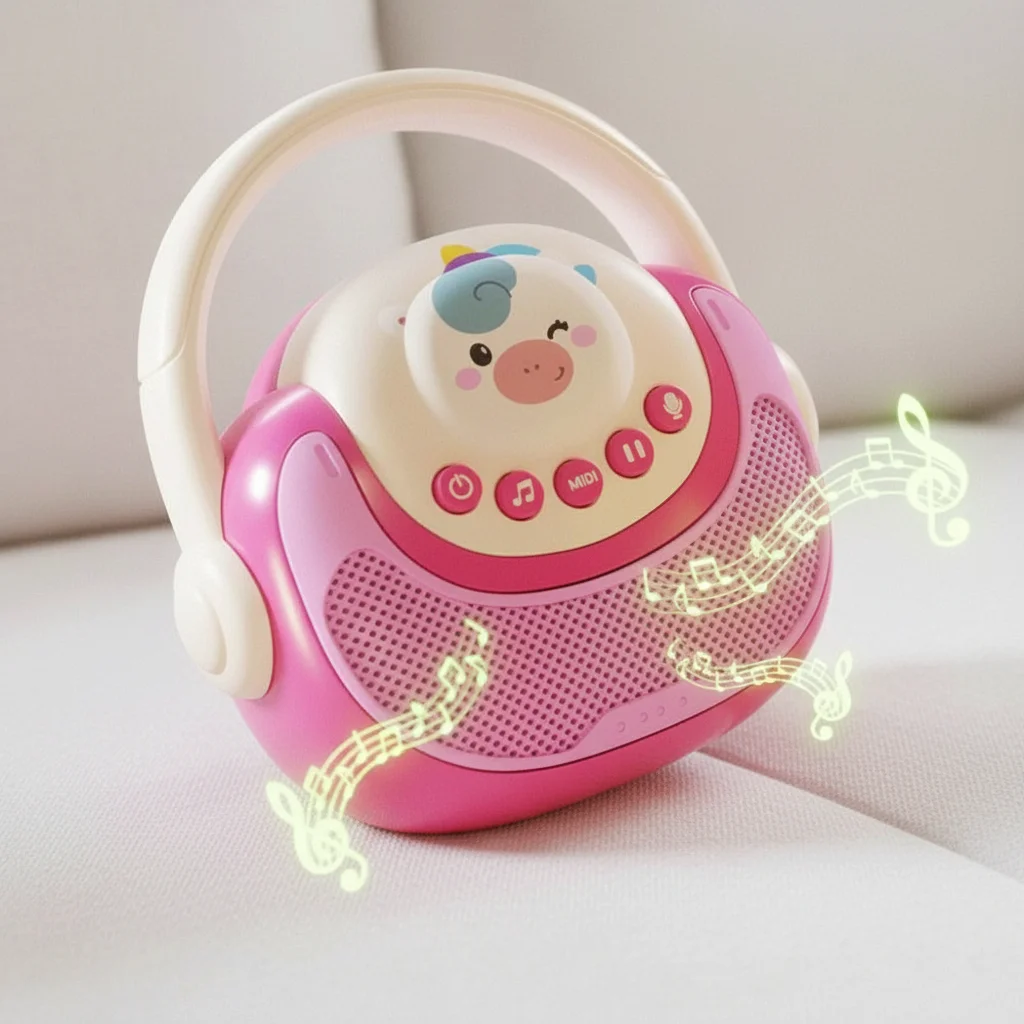 Brinquedo infantil de karaokê sem fio, conexão de telefone, máquina de cantar gravável, brinquedo educacional, alto-falante musical com luz, presentes de aniversário