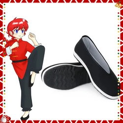 Anime Kung Fu Ranma1/2 Saotome Ranma Coslay Shoes Ranma Black Cloth Boots Cosplay Shoes For Men Women Halloween GameStyle Party