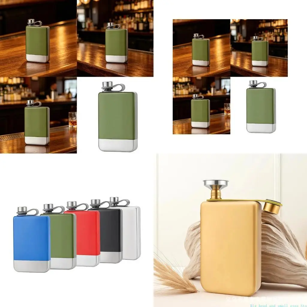 581C Stainless Steel Square Pocket Flask 9OZ Liquor Bottle Portable Spirit Hip Flask For Travel And Outdoor Use With Screw Cap