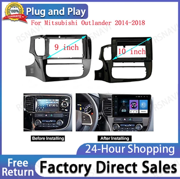 2 Din 9 or 10.1 Inch Car Radio DVD Mp4 Gps Fascias Panel Frame Dashboard for Mitsubishi Outlander LHD 2014-2018