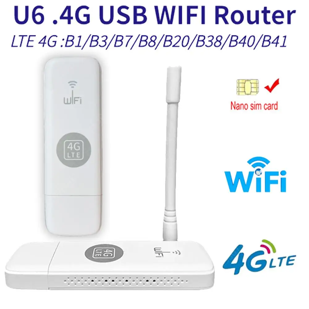 4G WiFi Router Portable LTE USB 4G Modem Nano SIM Card with Antenna 150Mbps WiFi Pocket MIFI Hotspot USB Dongle