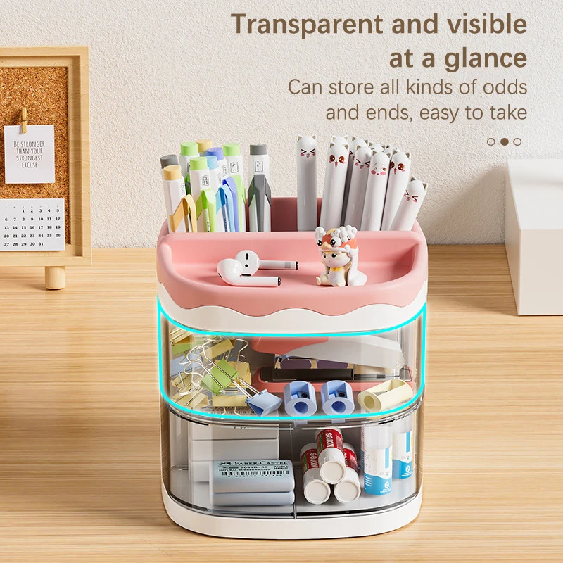 Practical Multi-Functional Desk Organizer Pen Holder Cosmetics Storage Shelf Stationery Organizer School Office Supplies