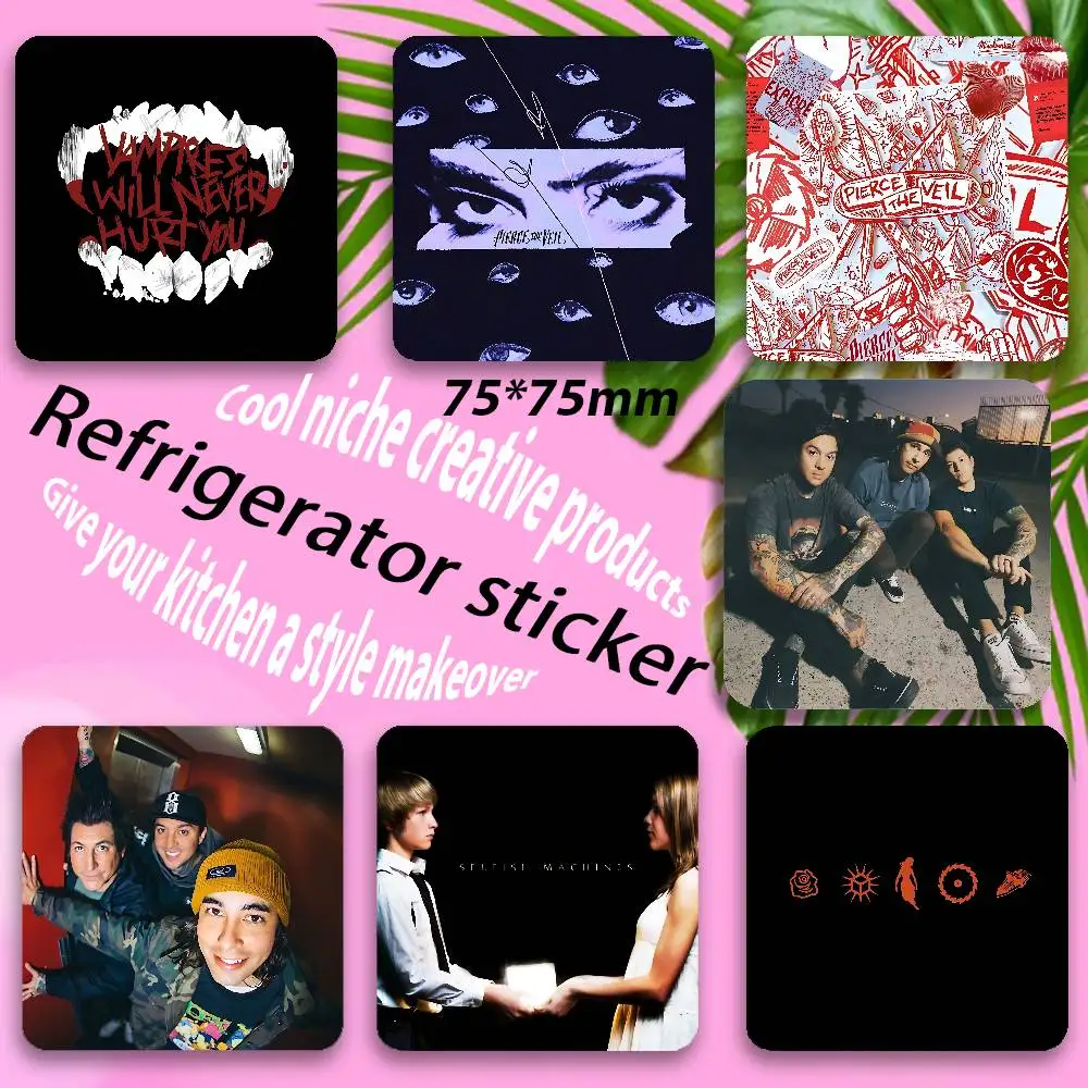 P-Pierce The Veil Band Fridge Magnet Personalized Magnetic Durable Plastic Square Picture Surface Fridge Magnets
