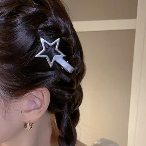 Imitation pearl metal hair claws for women, crosswave, geometric, pearl, star, bowknot, duckbill clips, head accessories, 4 pcs 10 Main Sales Accessory Bride Hair - №9