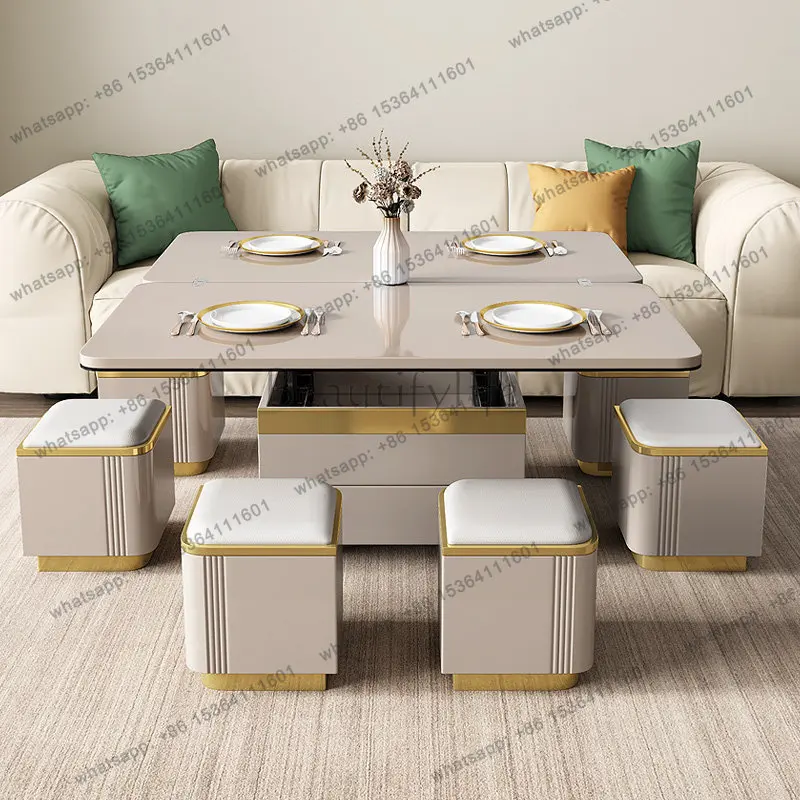 zj.Living Room Furniture Modern Folding Coffee Table，With Storage For Living Room Home Multi-functional Lifting Dining Table