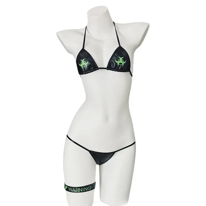 Game Cyberpunk Bikini Fun Cosplay Costume Controller Cartoon High Leg Bodysuit Buckle Leather Swimsuit Pajamas Outfits For Women